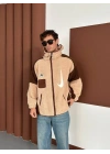 NK Kapüşonlu Unisex Peluş Ceket Bej