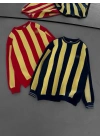 Oversize Taraftar Unisex Sweatshirt Sarı-Lacivert