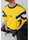 Parçalı Unisex Taraftar Tshirt Sarı