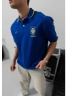 Polo Yaka Brasıl Oversize Tshirt Lacivert