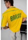 Polo Yaka Brasıl Oversize Tshirt Sarı