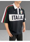 Polo Yaka İtalya Oversize Tshirt Siyah