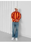Polo Yaka Taraftar Unisex Oversize Sweatshirt Sarı-Kırmızı