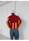Polo Yaka Taraftar Unisex Oversize Sweatshirt Sarı-Kırmızı