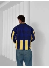 Polo Yaka Taraftar Unisex Oversize Sweatshirt Sarı-Lacivert