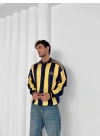 Polo Yaka Taraftar Unisex Oversize Sweatshirt Sarı-Lacivert