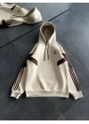REAL Şeritli Unisex Şardonlu Sweatshirt Bej