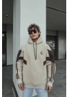 REAL Şeritli Unisex Şardonlu Sweatshirt Bej