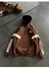 REAL Şeritli Unisex Şardonlu Sweatshirt Kahve