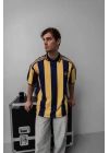 Şeritli Taraftar Unisex Polo Yaka Tshirt Sarı-Lacivert