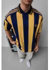 Şeritli Taraftar Unisex Polo Yaka Tshirt Sarı-Lacivert