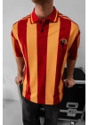 Şeritli Taraftar Unisex Polo Yaka Tshirt Sarı-Kırmızı