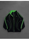Şeritli Unisex Oversize Hırka Siyah