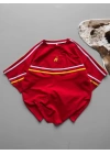 Şeritli Unisex Taraftar Tshirt Kırmızı