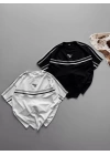 Şeritli Unisex Taraftar Tshirt Siyah
