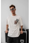 Sırt Baskı Oversize Tshirt Beyaz