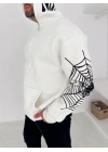 Spider Unisex Oversize Hırka Beyaz