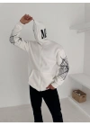 Spider Unisex Oversize Hırka Beyaz
