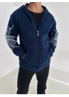 Spider Unisex Oversize Hırka Lacivert