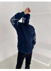Spider Unisex Oversize Hırka Lacivert