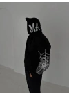 Spider Unisex Oversize Hırka Siyah