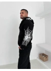 Spider Unisex Oversize Hırka Siyah