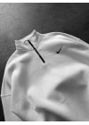 Yaka Detay Sweatshirt Beyaz