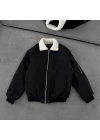 Yaka Detay Unisex Bomber Ceket Siyah