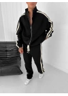 Yan Şerit Oversize Eşofman Takımı Siyah