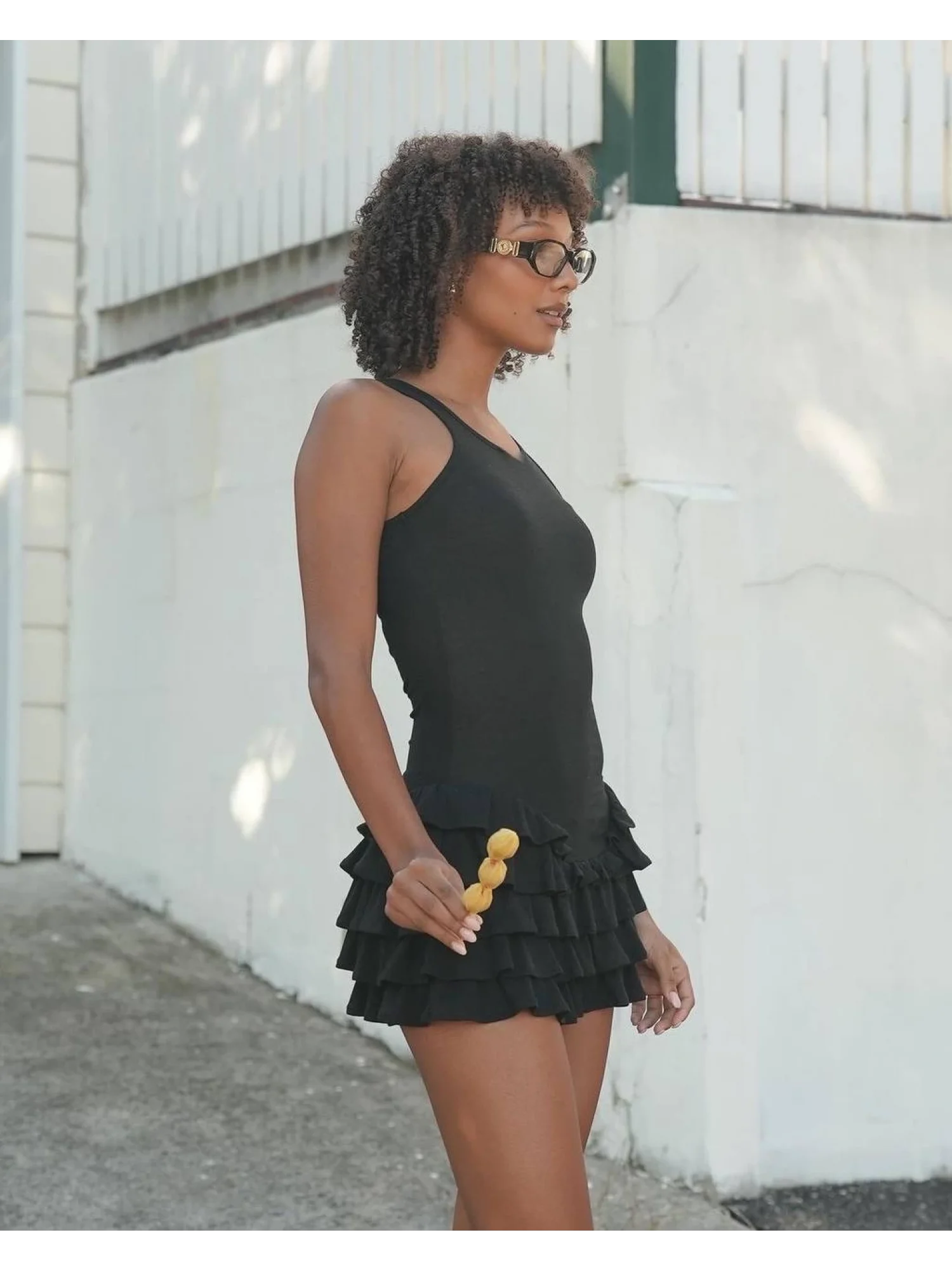 Babydoll Mini Elbise Siyah