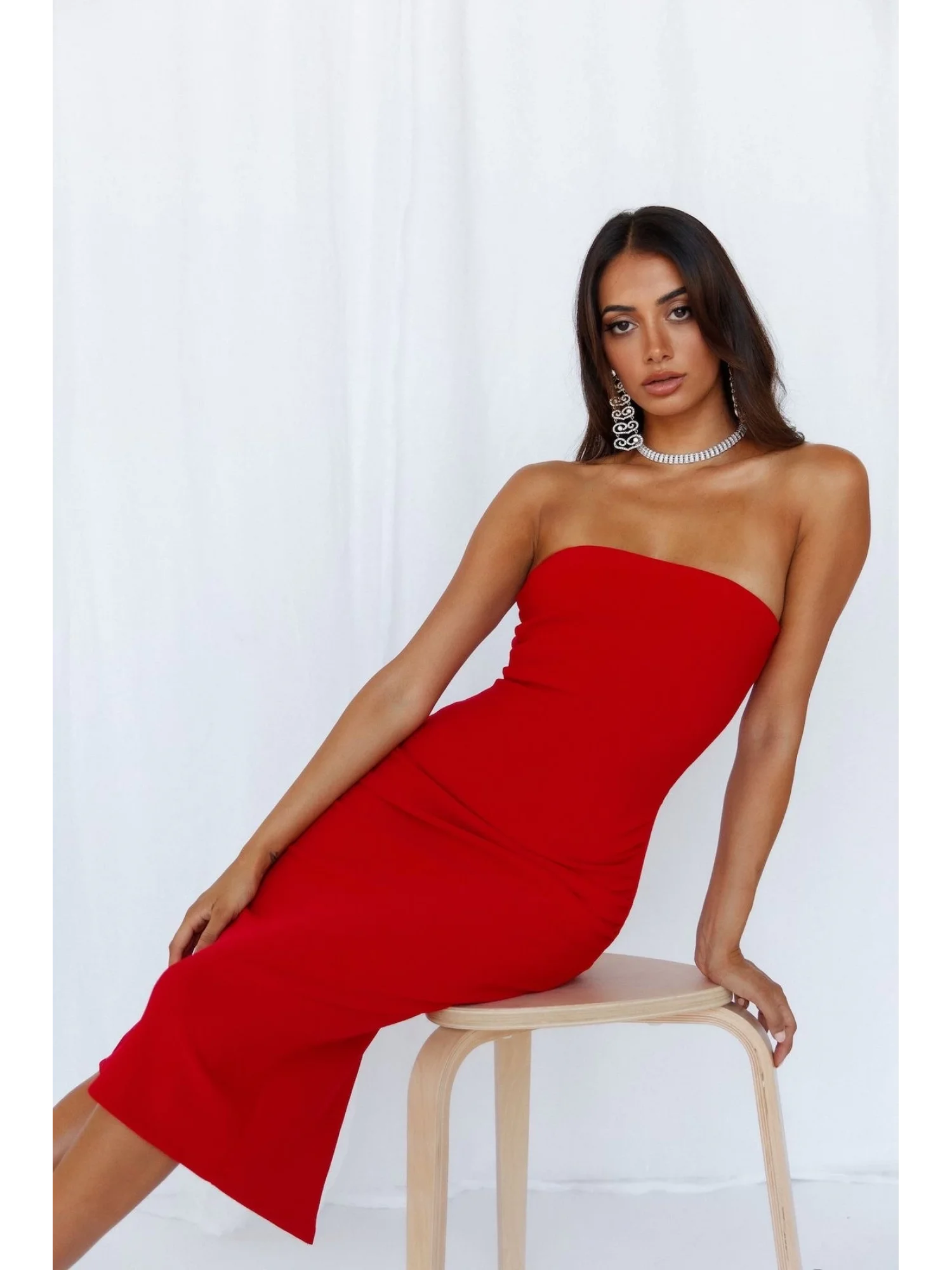 Straplez Maxi Elbise