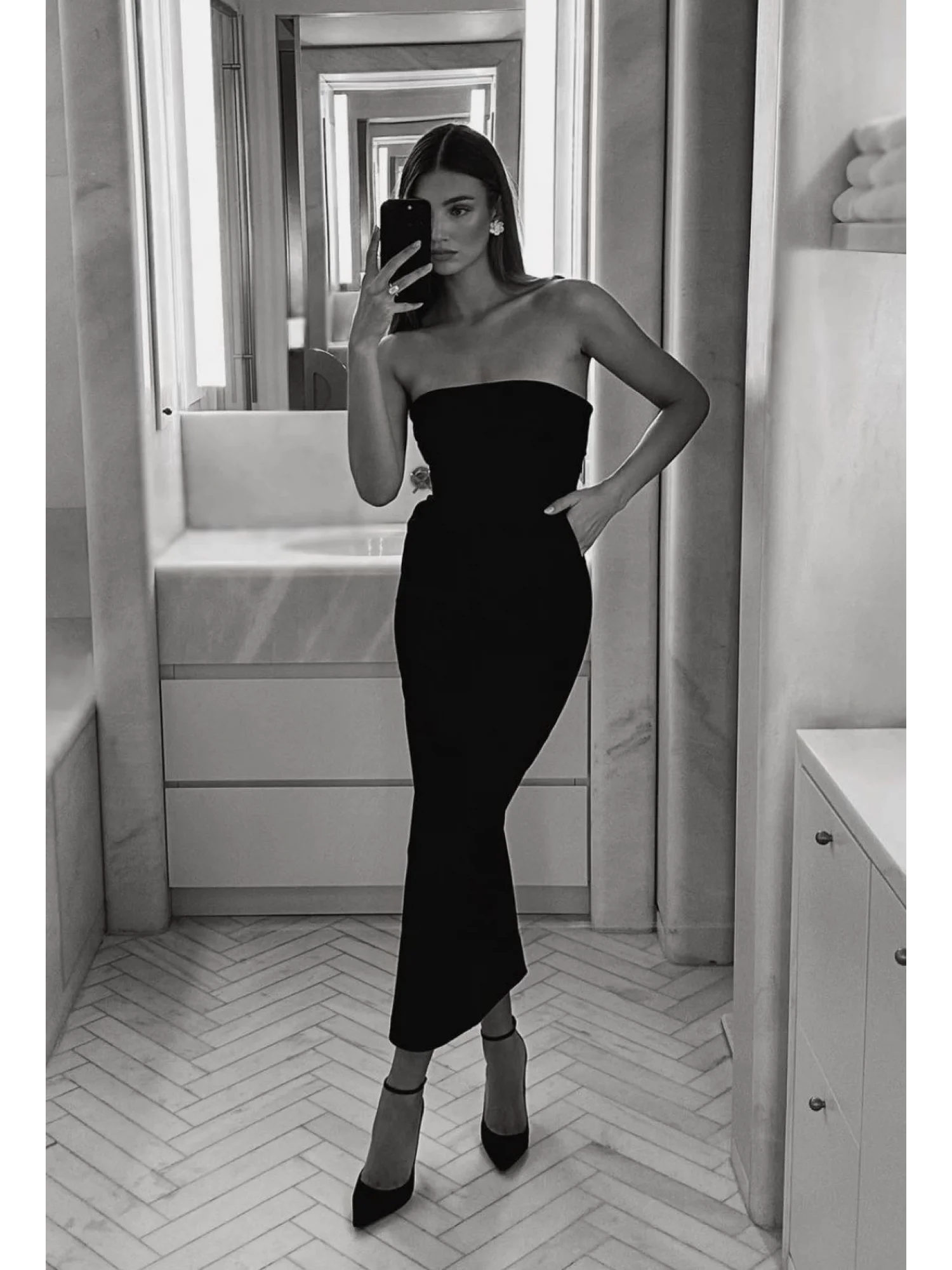 Straplez Maxi Elbise