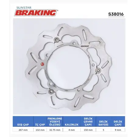 Braking Yamaha X-Max 125-250-400 / T-Max 500 Papatya Dalgalı Ön Fren Diski