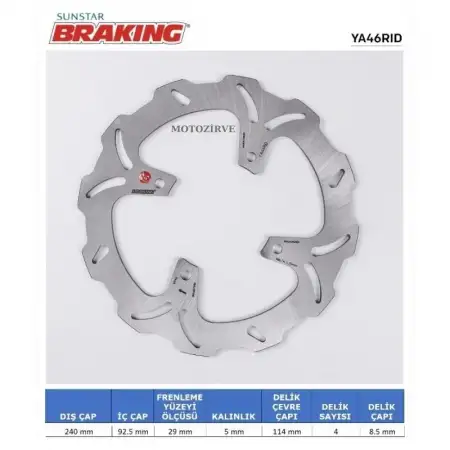 Yamaha X-MAX 250 / X-CITY 250 Dalgalı Arka Fren Diski (4Delik) YA46RID