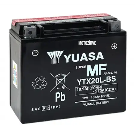 Yuasa Akü YTX20L-BS 18.9 Amper 12 Volt 270 CCA Motosiklet ATV Aküsü (Bakım Gerektirmez),ytx20lbs