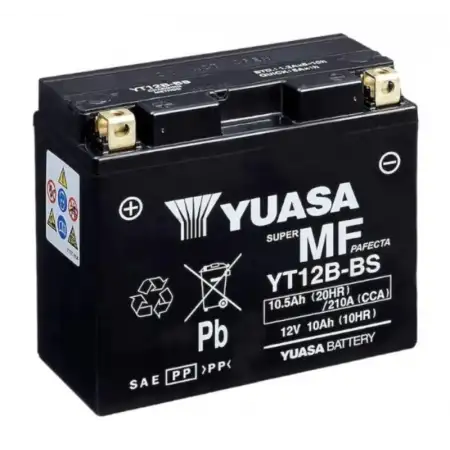 Yuasa YT12B-BS 10.5 Amper 12 Volt 210 CCA Motosiklet Aküsü (Bakım Gerektirmez),yt12bbs