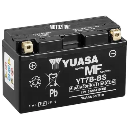 Yuasa YT7B-BS 6,8 Amper 12V 110 CCA Motosiklet Aküsü (Bakım Gerektirmez),yt7bbs
