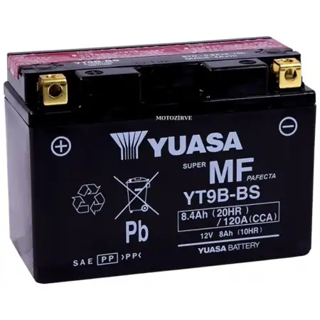 Yuasa YT9B-BS (CP) 8.4 Amper 12V 120 CCA Motosiklet Aküsü (Bakım Gerektirmez),yt9bbs