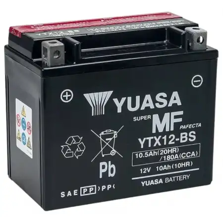 Yuasa YTX12-BS 12V 10,5 Ah 180 cca Motosiklet Aküsü (Bakım Gerektirmez),ytx12bs