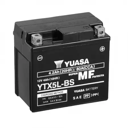 Yuasa YTX5L-BS 4.2 Ah 12 Volt 80 CCA Motosiklet Aküsü (Bakım Gerektirmez),ytx5lbs
