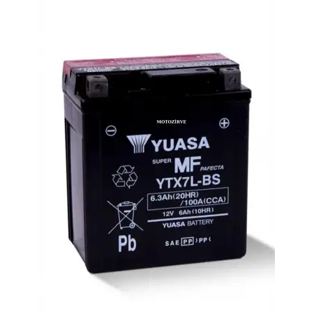 Yuasa YTX7L-BS 6,3 Amper 12 Volt 100 CCA Motosiklet Aküsü (Bakım Gerektirmez),ytx7lbs