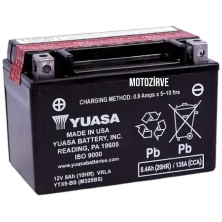 Yuasa YTX9-BS 8.4 Amper 12 Volt 135 CCA Motosiklet Aküsü (Bakım Gerektirmez),ytx9bs