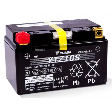 Yuasa YTZ10S-BS 8,6 Amper 12 Volt 190 CCA Motosiklet Aküsü (Bakım Gerektirmez),ytz10sbs
