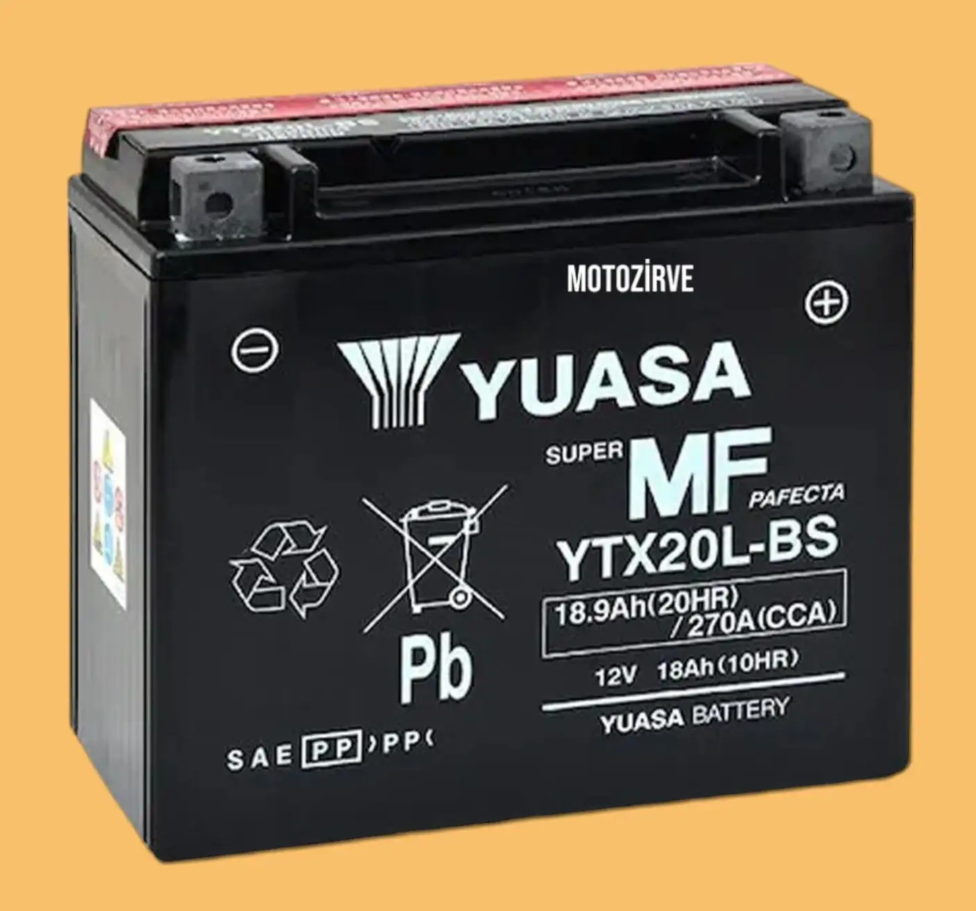 Yuasa Akü YTX20L-BS 18.9 Amper 12 Volt 270 CCA Motosiklet ATV Aküsü (Bakım Gerektirmez),ytx20lbs