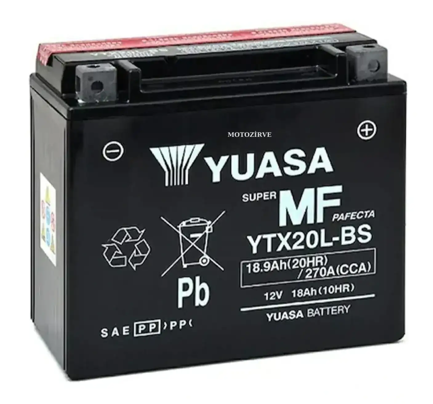 Yuasa Akü YTX20L-BS 18.9 Amper 12 Volt 270 CCA Motosiklet ATV Aküsü (Bakım Gerektirmez),ytx20lbs