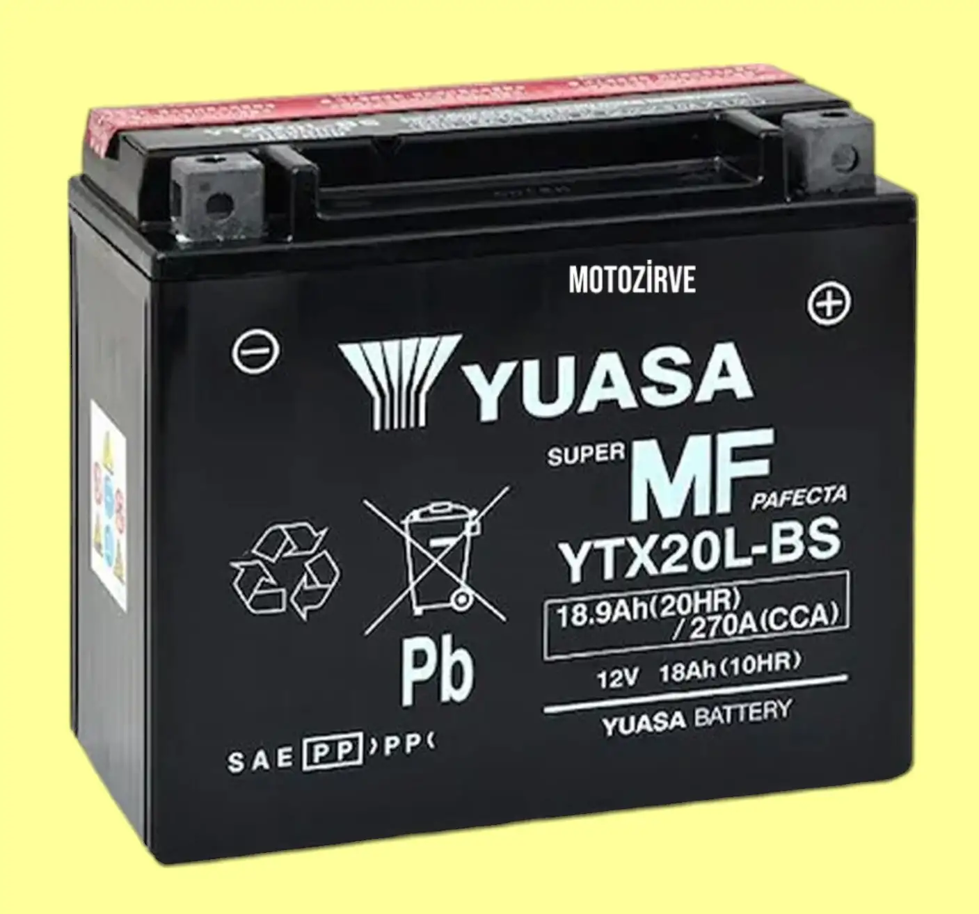 Yuasa Akü YTX20L-BS 18.9 Amper 12 Volt 270 CCA Motosiklet ATV Aküsü (Bakım Gerektirmez),ytx20lbs