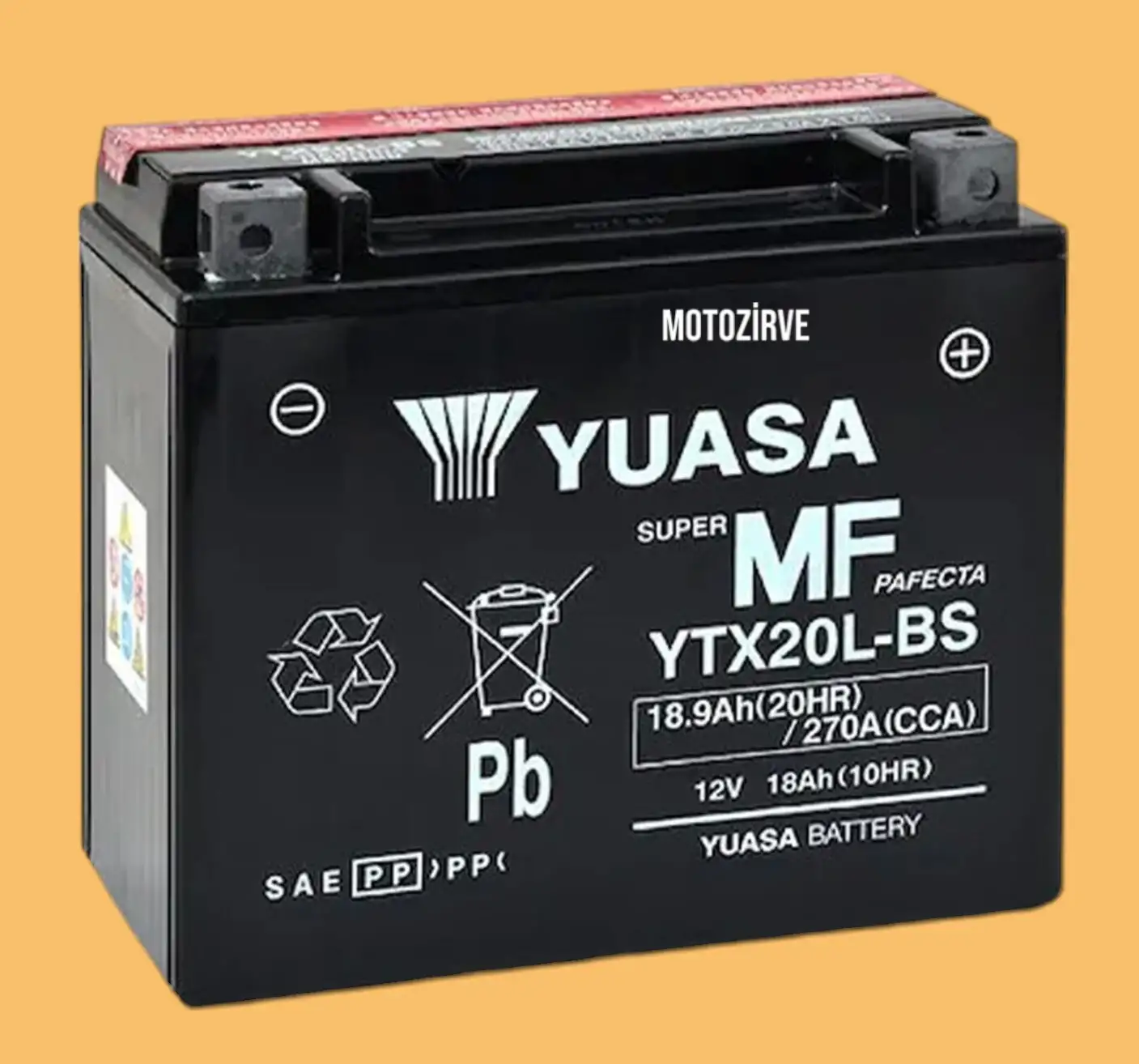 Yuasa Akü YTX20L-BS 18.9 Amper 12 Volt 270 CCA Motosiklet ATV Aküsü (Bakım Gerektirmez),ytx20lbs