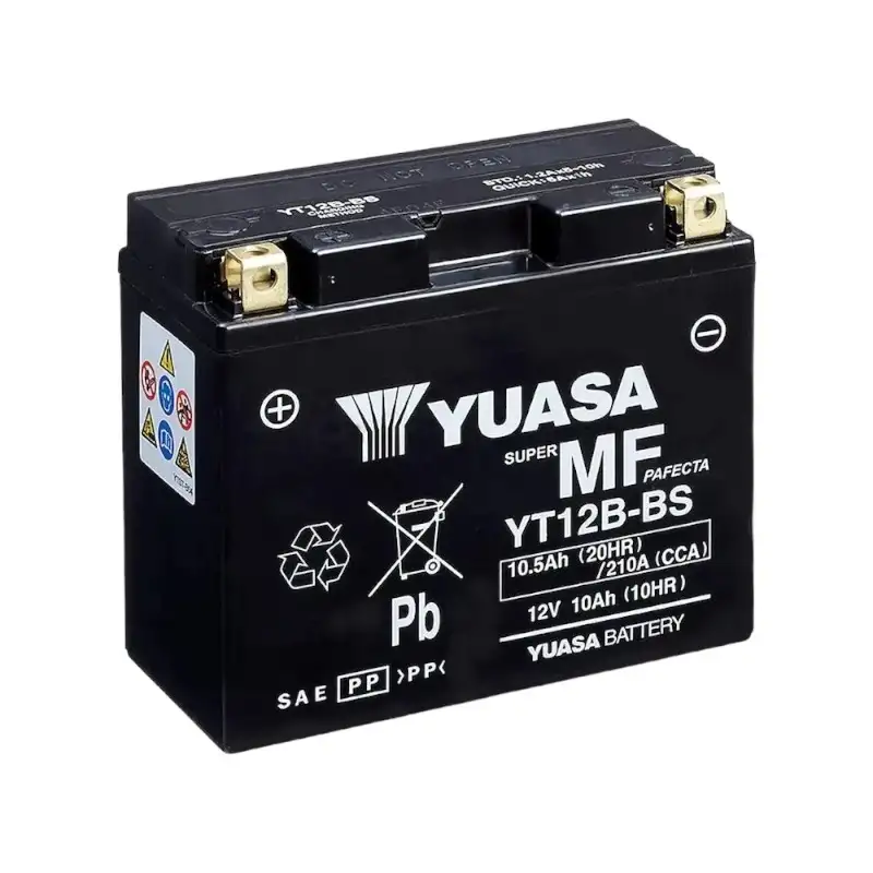 Yuasa YT12B-BS (CP) 10.5 Amper 12 Volt 210 CCA Motosiklet Aküsü (Bakım Gerektirmez),yt12bbs