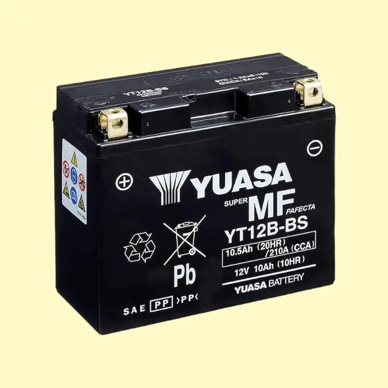 Yuasa YT12B-BS (CP) 10.5 Amper 12 Volt 210 CCA Motosiklet Aküsü (Bakım Gerektirmez),yt12bbs
