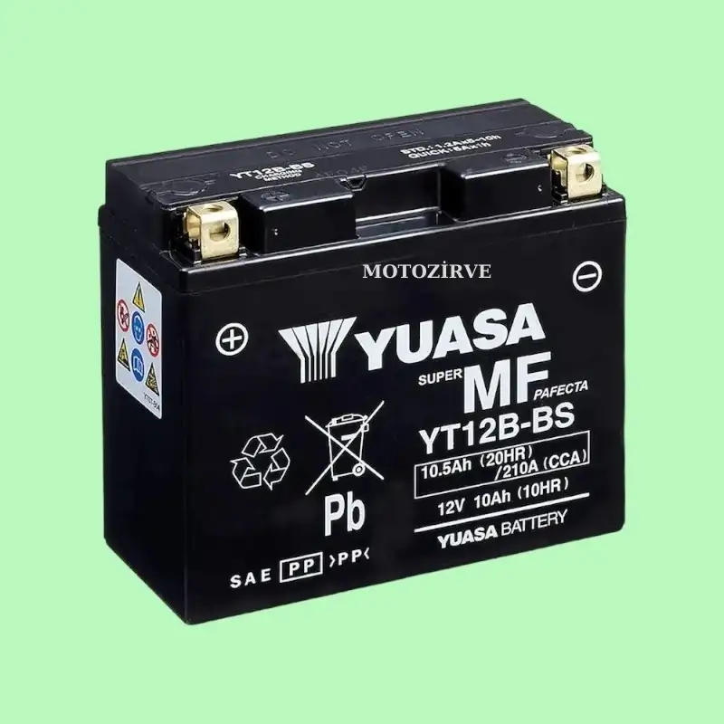 Yuasa YT12B-BS 10.5 Amper 12 Volt 210 CCA Motosiklet Aküsü (Bakım Gerektirmez),yt12bbs